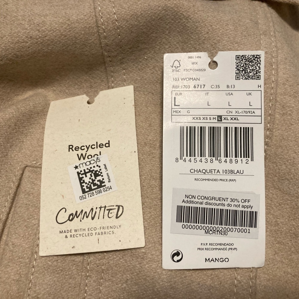 Mango Chaqueta cropped wool jacket - Picture 7 of 10